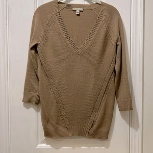 Burberry Brit like new Brown/Tan Cashmere LS soft v neck fitted luxury sweater